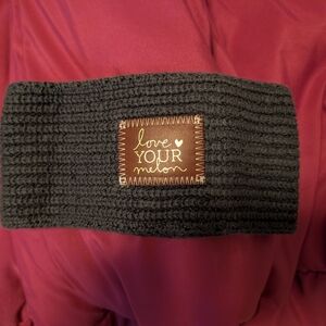 Love Your Melon Black Knit Headband with Leather Accent